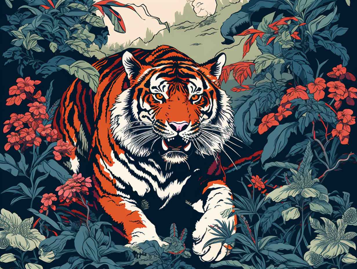 Angry Tiger in Jungle Vector – Prompt Library