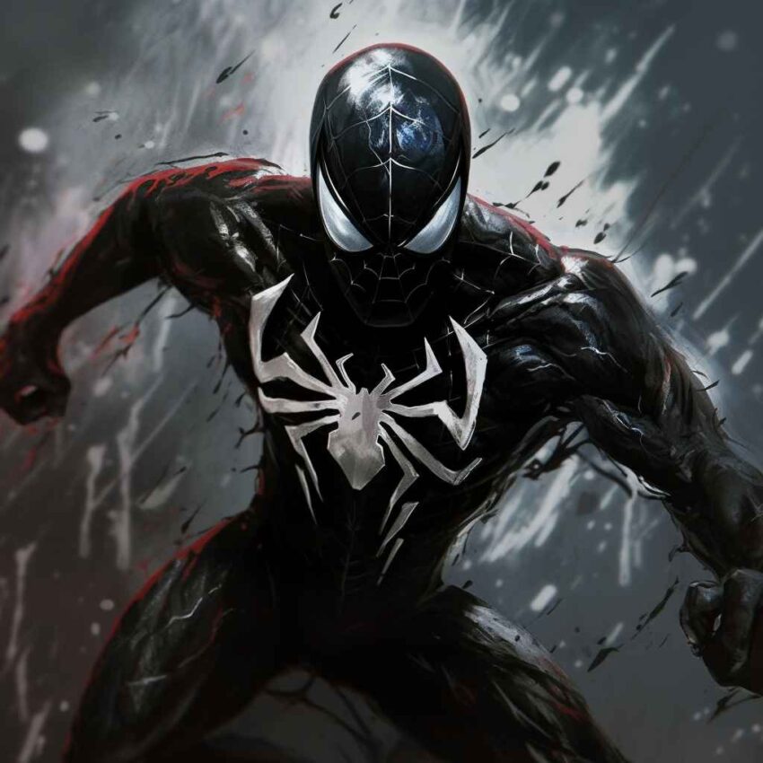 Black Venom Swinging Spiderman – Prompt Library