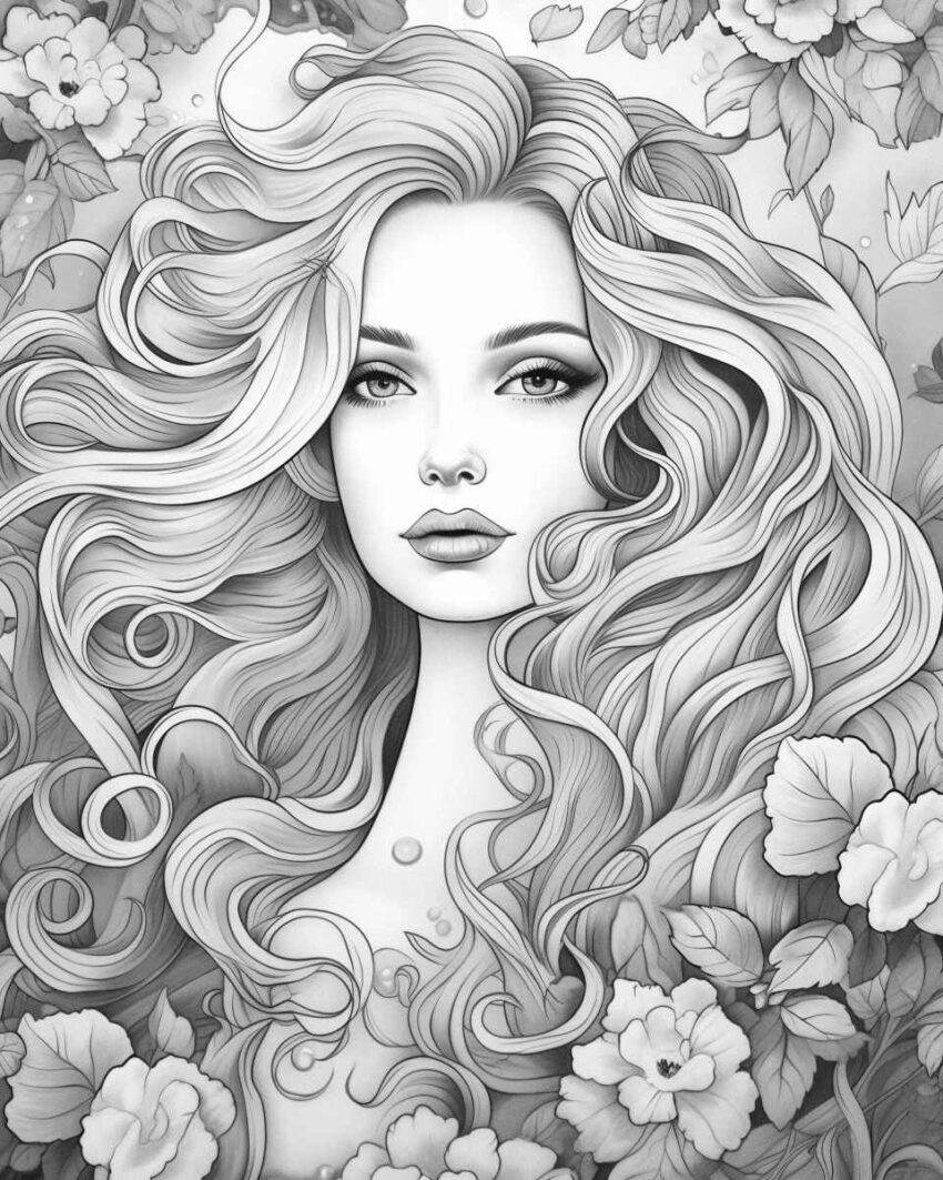 Blonde Beauty Coloring Page – Prompt Library