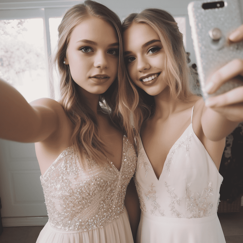 Blonde Twins Prom Selfie Love – Prompt Library