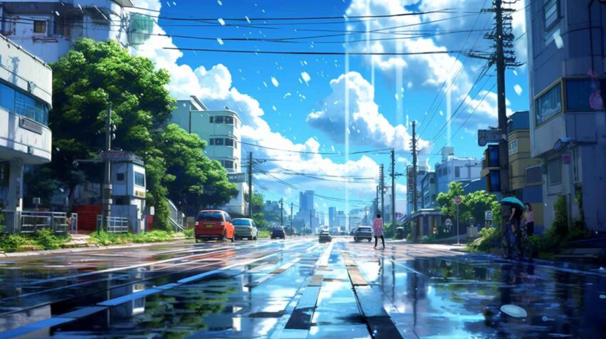 Blue Anime Street View – Prompt Library