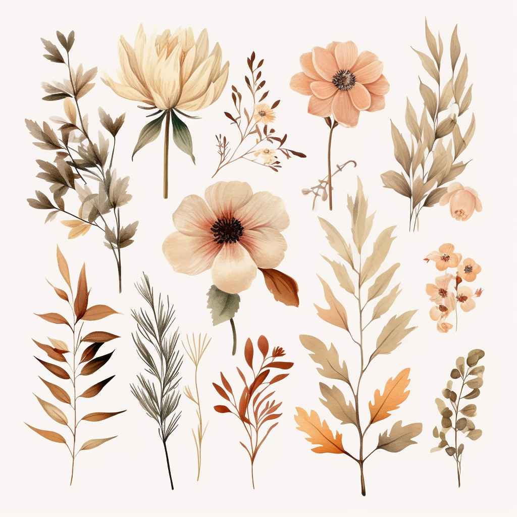 Midjourney Prompt: Boho Watercolor Floral Clipart - Prompt Library