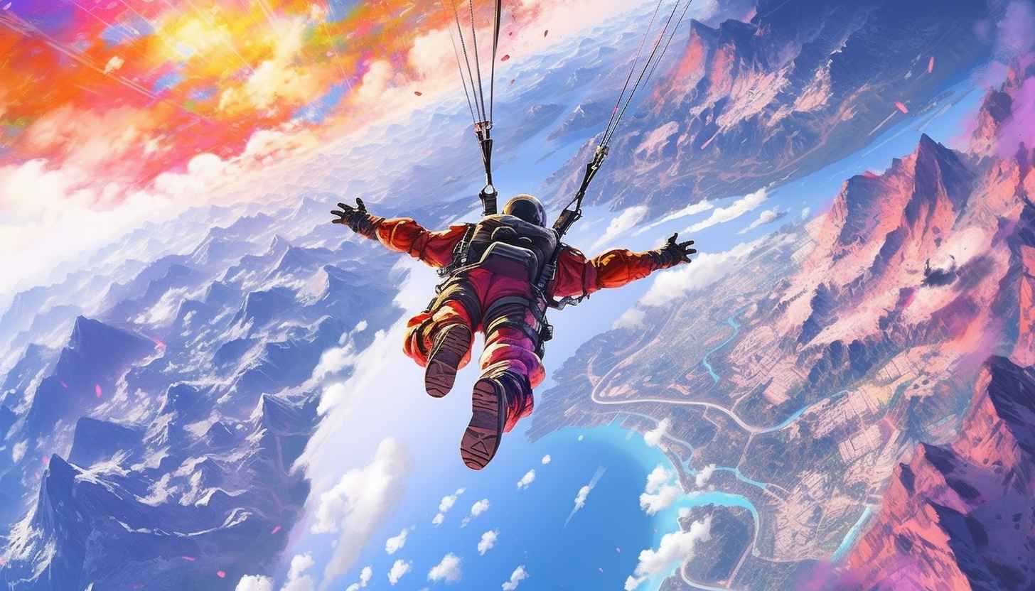 Midjourney Prompt: Bold Skydiving Watercolor Art - Prompt Library