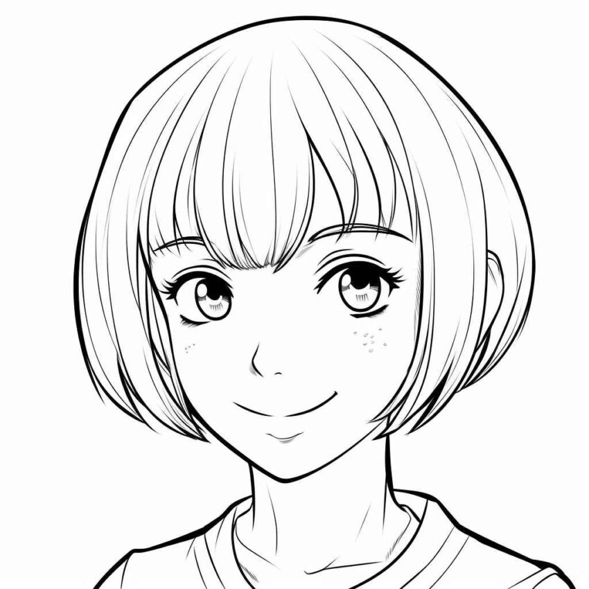 Cheerful Anime Coloring Page – Prompt Library