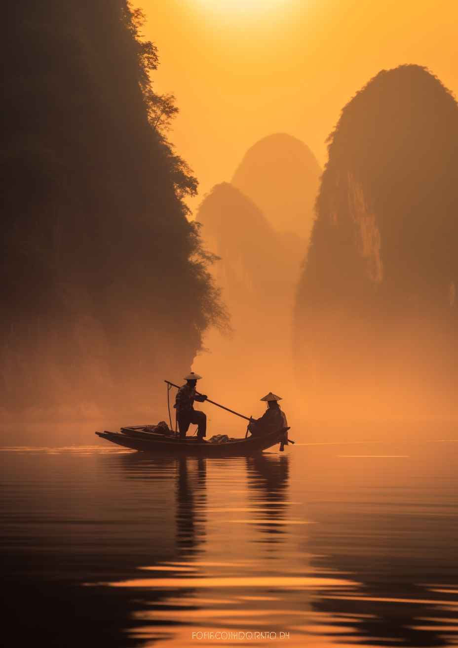 Clouds Smoke Fisherman Guilin – Prompt Library