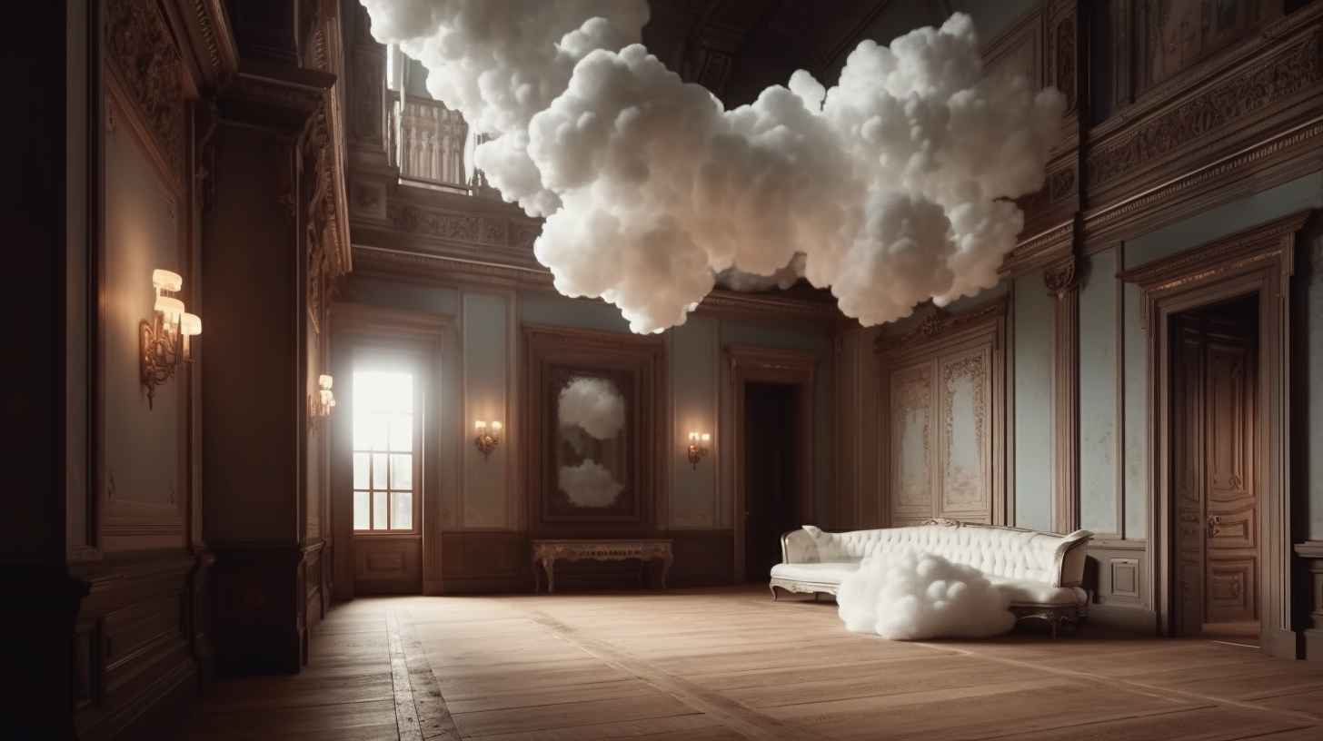 Clouds in Rustic Palace – Prompt Library