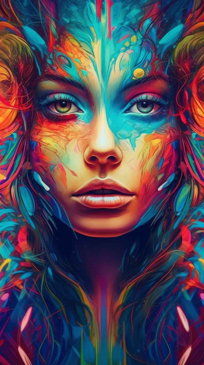 Colorful Psychedelic Woman Art – Prompt Library