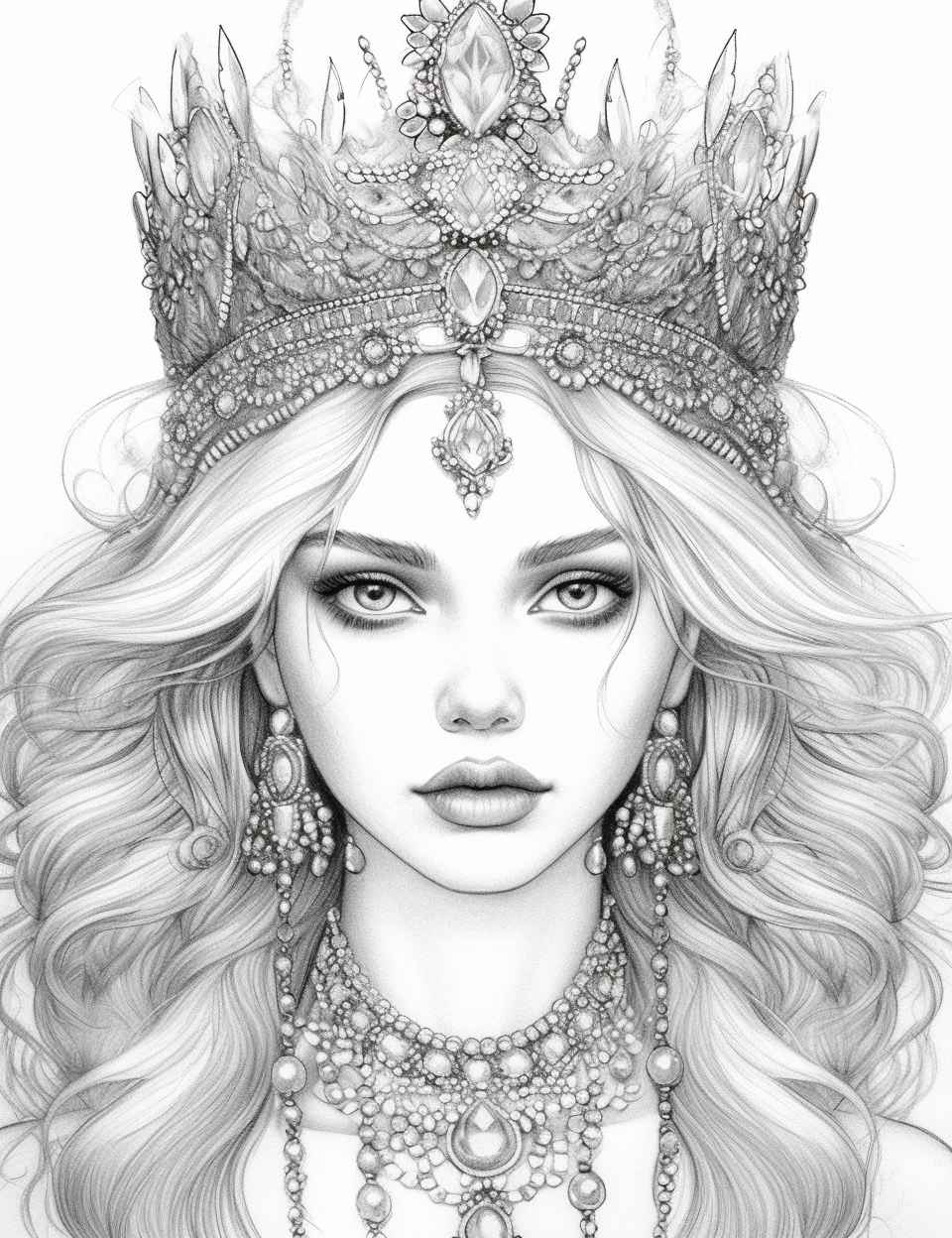 Cute Anime Queen Coloring Page – Prompt Library