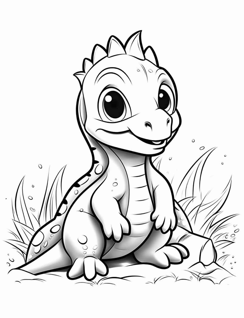 Cute Dino Coloring Page – Prompt Library