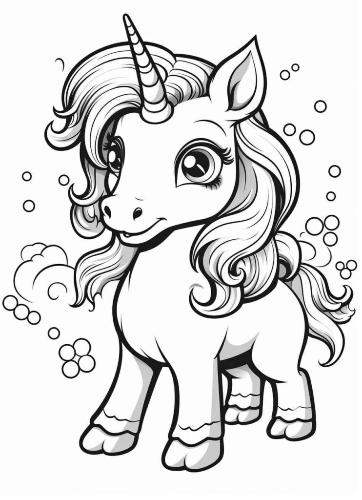 Midjourney Prompt: Cute Unicorn Coloring Page - Prompt Library