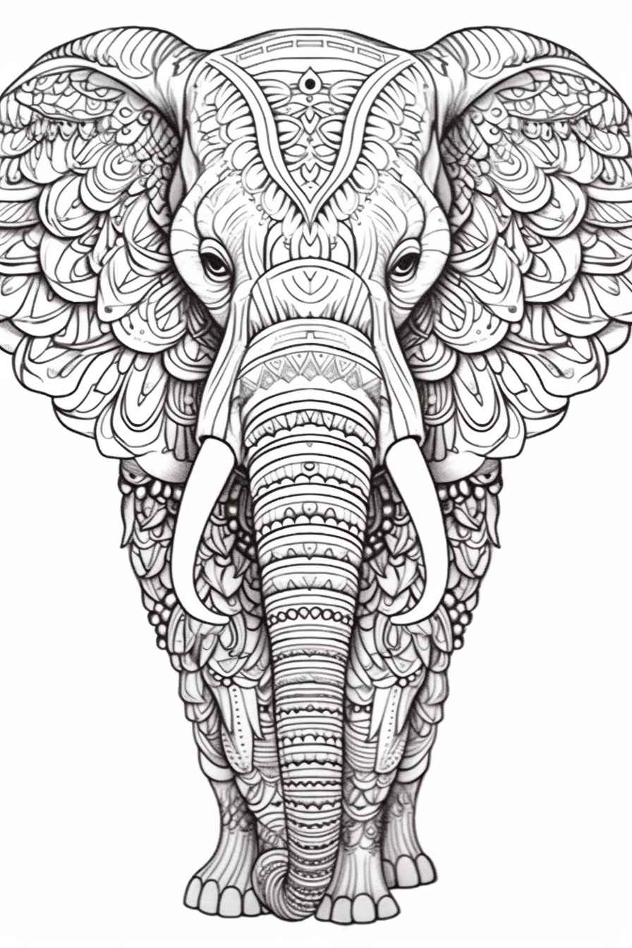 Midjourney Prompt: Detailed Mandala Elephant Coloring Page - Prompt Library