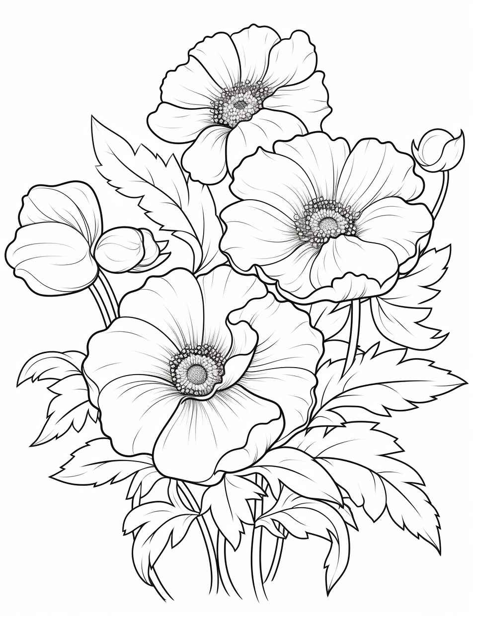 Flower Coloring Page for Kids – Prompt Library