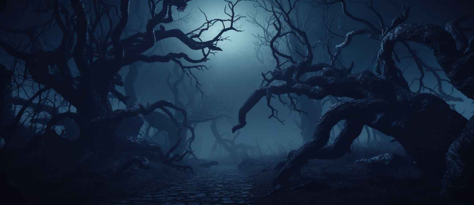 Midjourney Prompt: Foggy Forest Horror Scene - Prompt Library