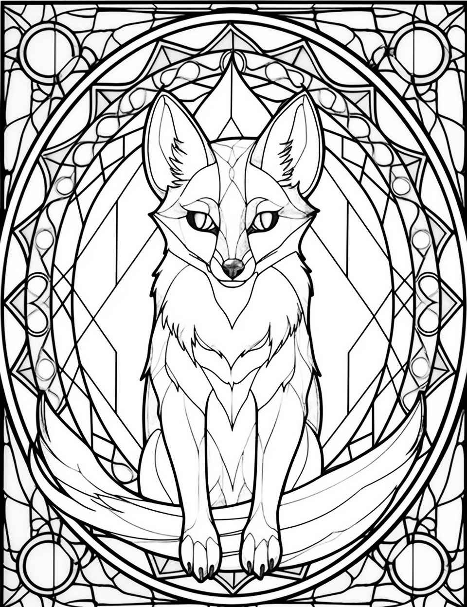 Fox Stained Glass Coloring Page – Prompt Library