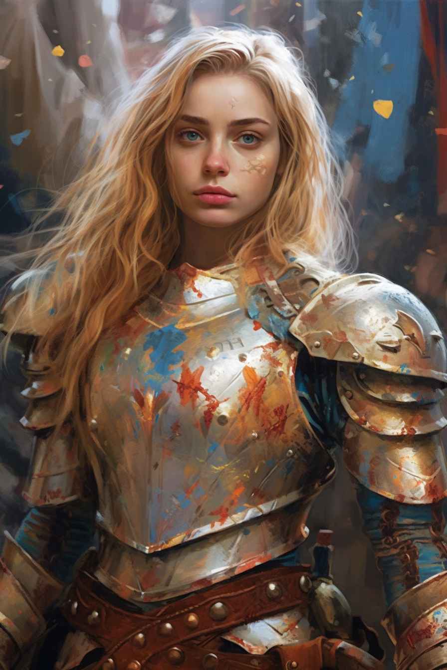 Midjourney Prompt: Freckled Blonde in Magical Armor - Prompt Library