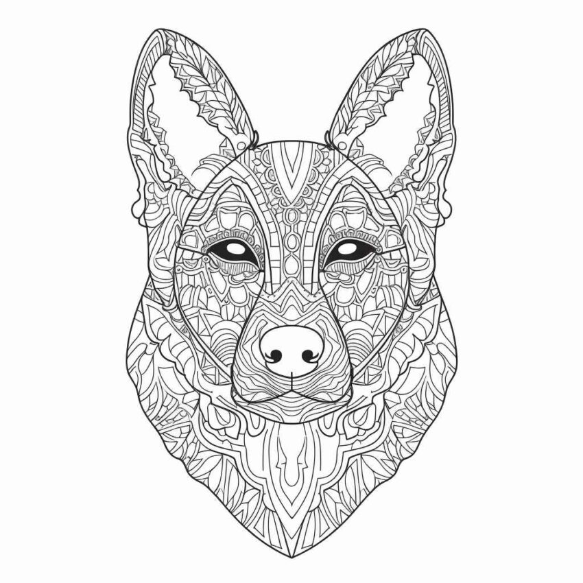 German Shepherd Mandala Coloring Page – Prompt Library