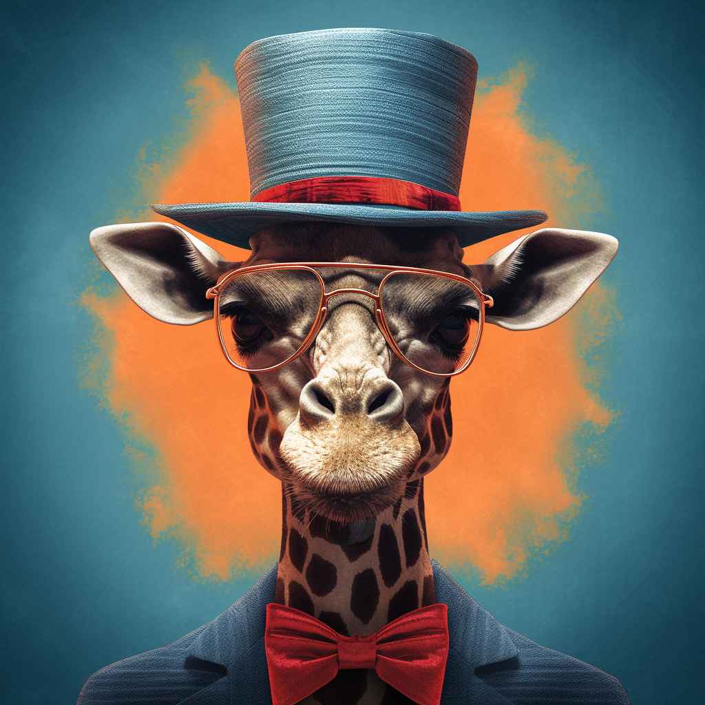 Midjourney Prompt: Giraffe in Top Hat - Prompt Library