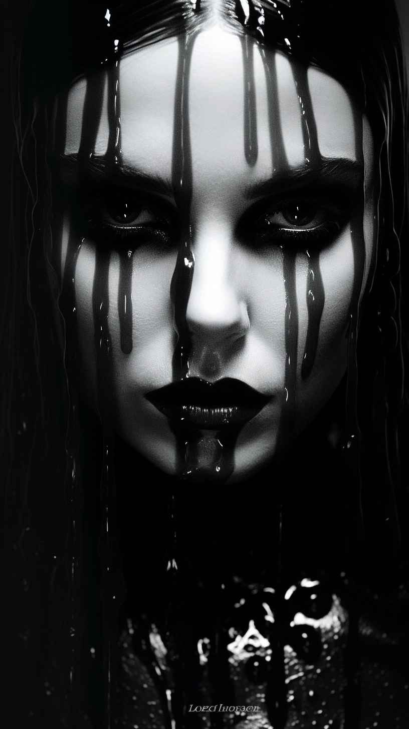 Midjourney Prompt: Gothic Woman In Liquid Chrome - Prompt Library