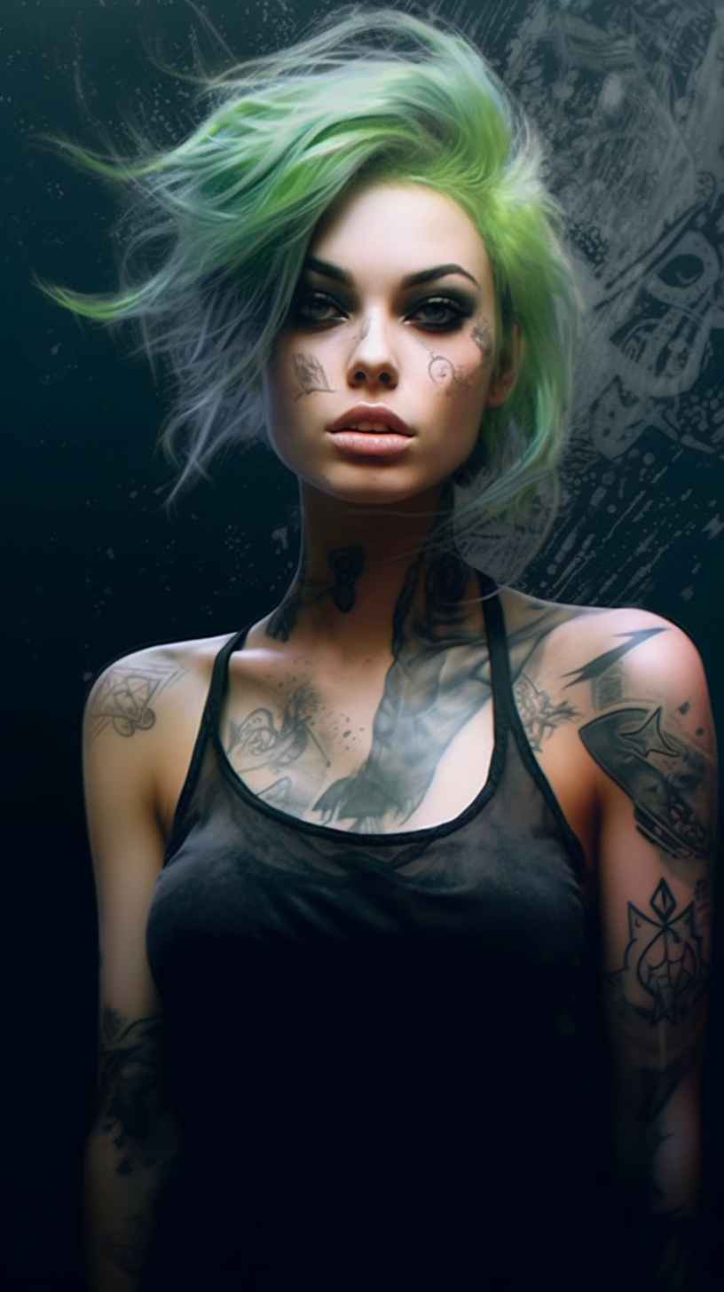 Green-haired Cybermysticpunk Femme Fatale – Prompt Library