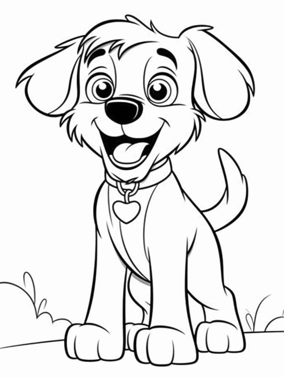 Midjourney Prompt: Happy Puppy Coloring Page - Prompt Library