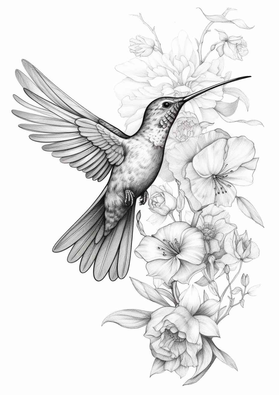 Hummingbird Sketch Engraving Commission – Prompt Library