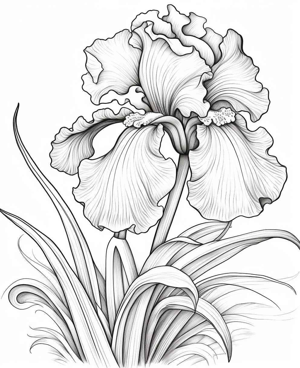 Iris Fantasy Coloring Page – Prompt Library