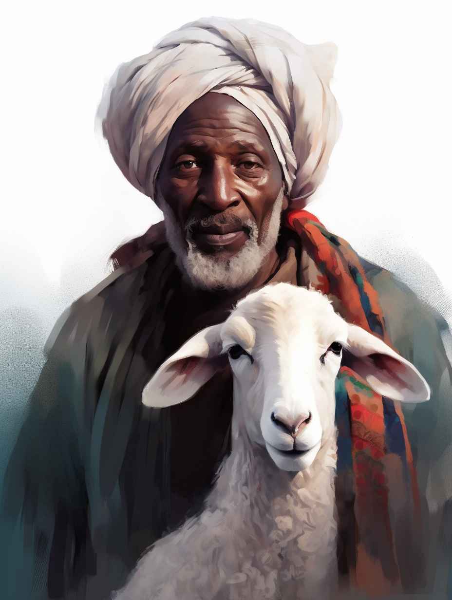 Kenyan Muslim Shepherd and Sheep – Prompt Library