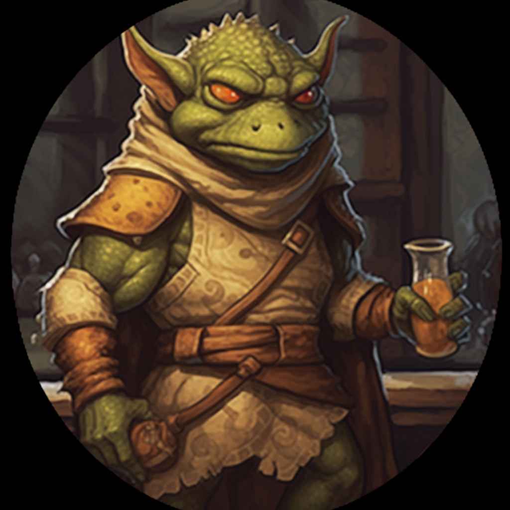 Midjourney Prompt: Lizard Wizard in Tavern - Prompt Library