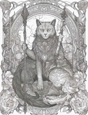 Midjourney Prompt: Majestic Magic Cat Coloring Page - Prompt Library