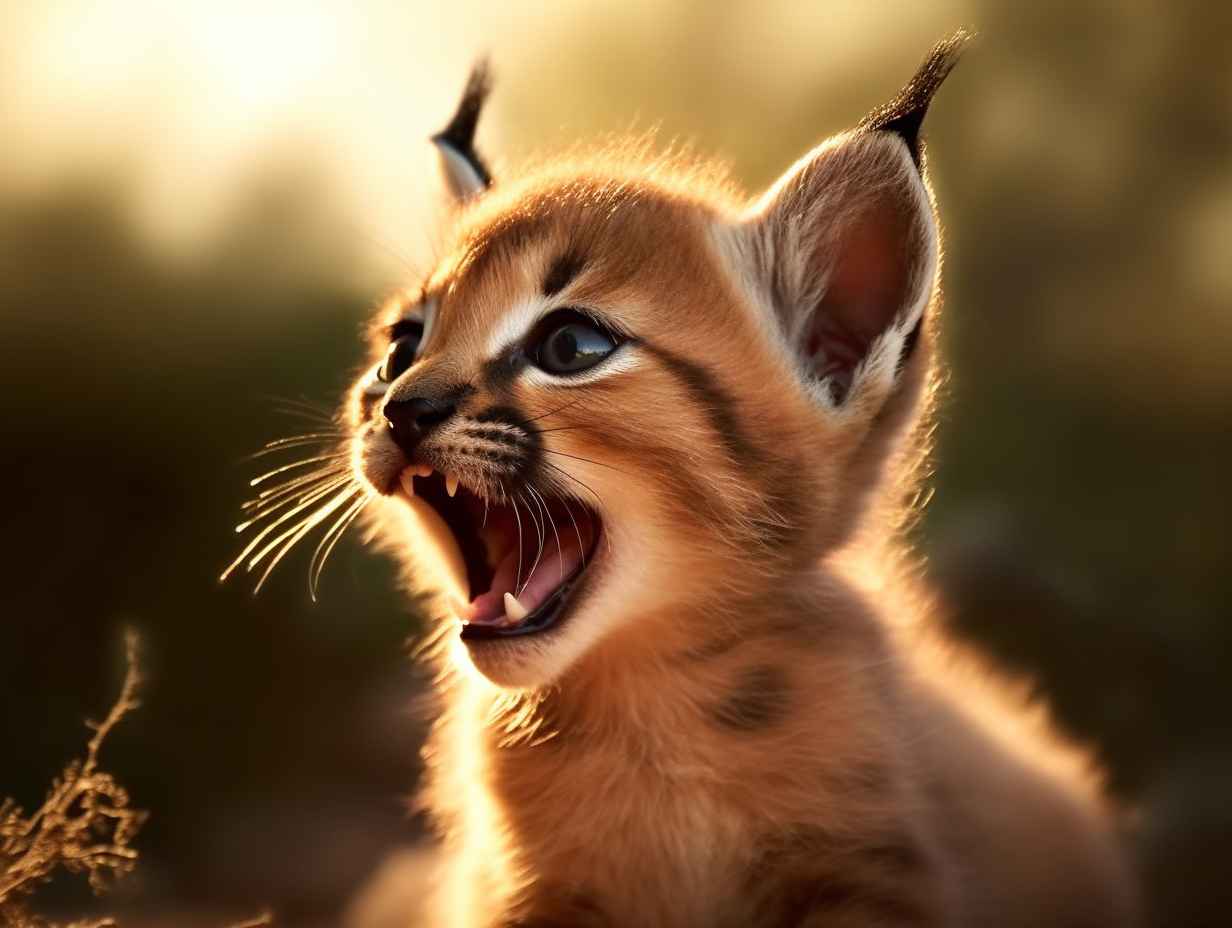 Meowing Caracal Kitten Cinematic Still – Prompt Library