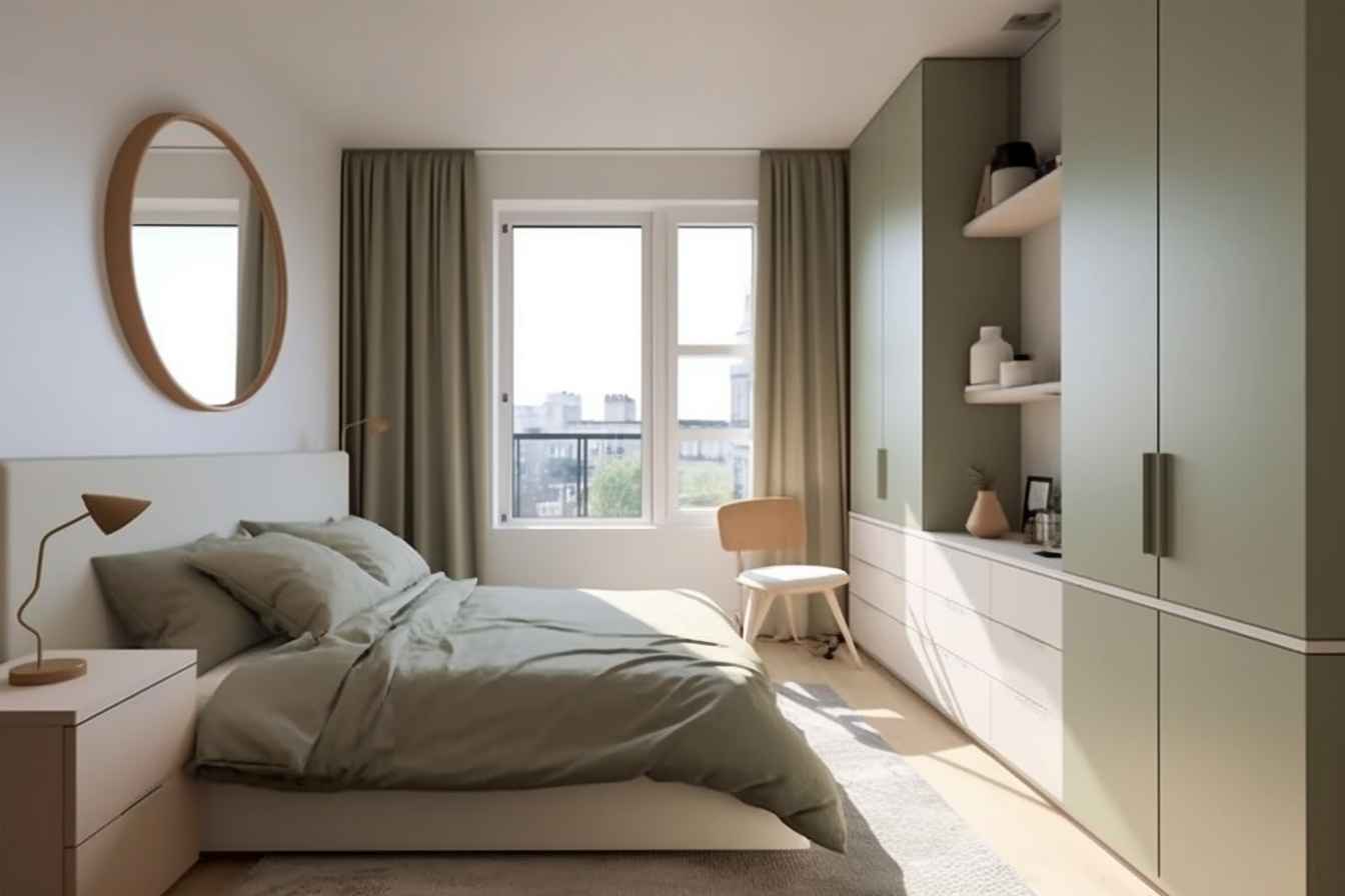 Minimalist Bedroom with Wardrobe – Prompt Library