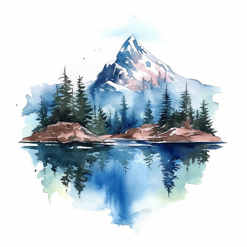 Midjourney Prompt: Mountain Lake Watercolor Painting - Prompt Library