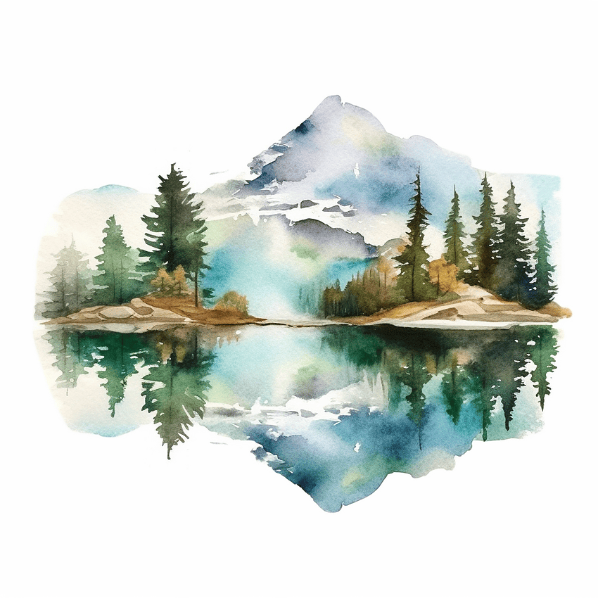 Mountain Lake Watercolor Painting – Prompt Library