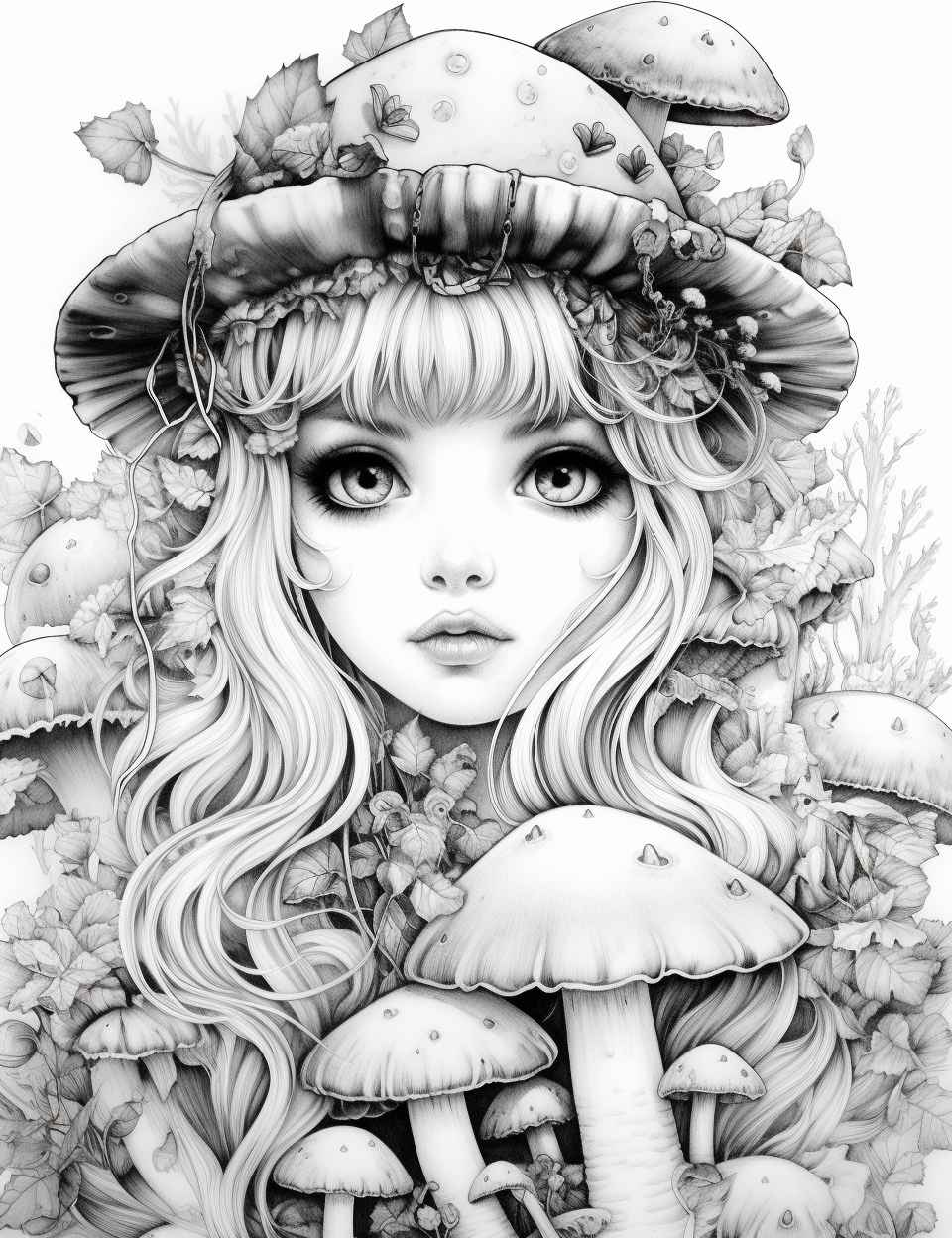 Mushroom Fairy Coloring Page – Prompt Library