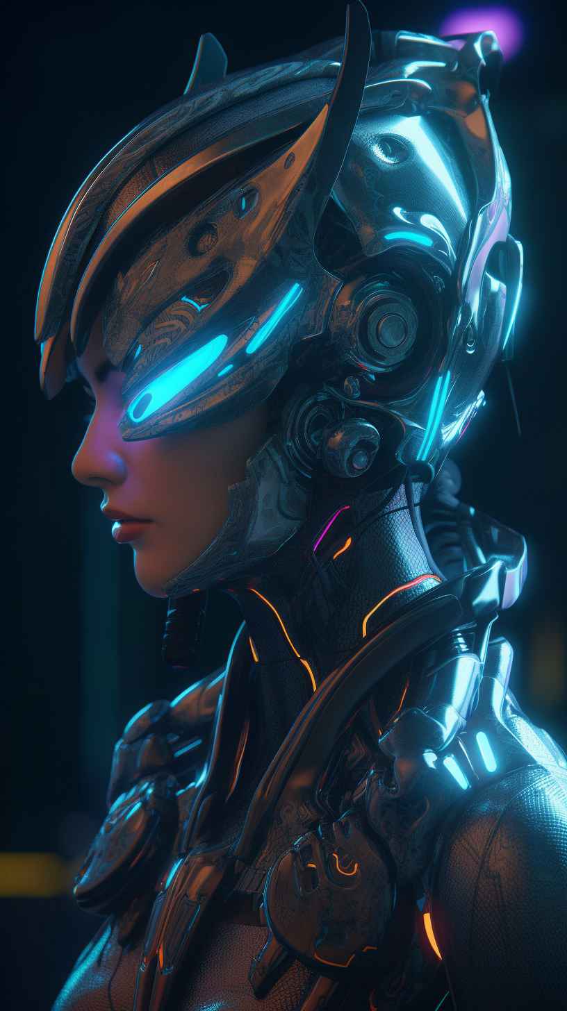 Neon Warframe Waitress – Prompt Library