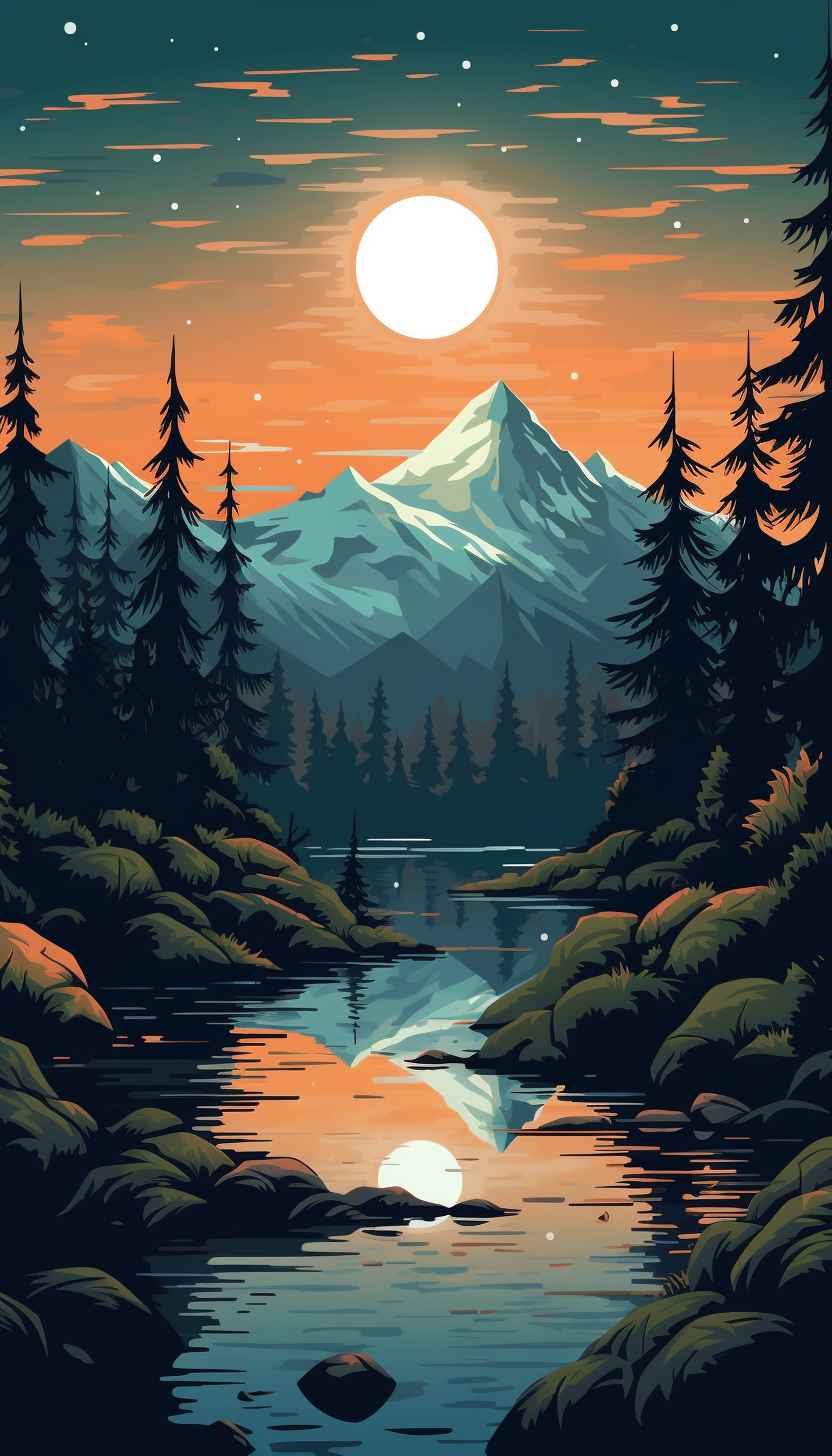 Night Mountain Landscape Illustration – Prompt Library