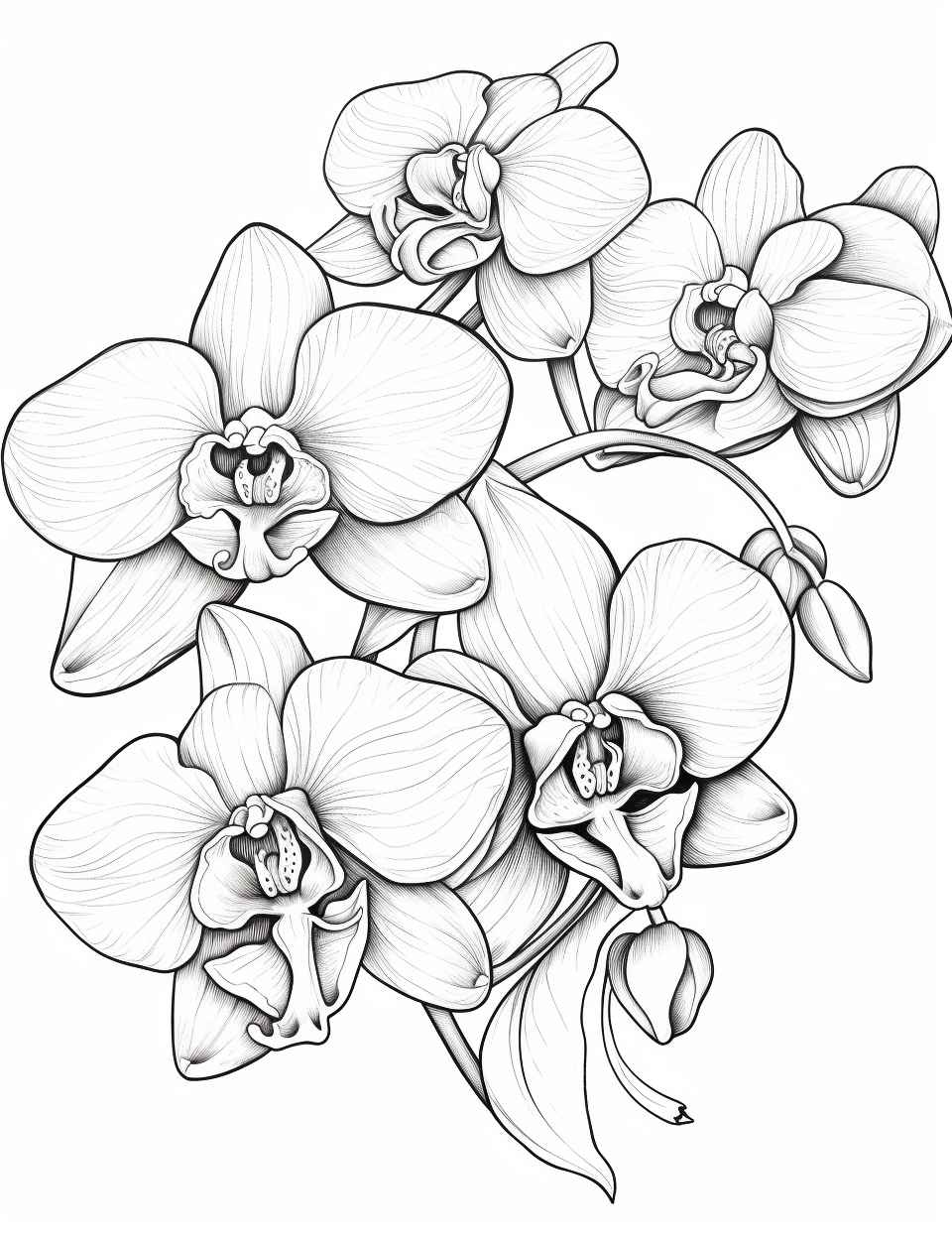 Orchid Coloring Vector Image – Prompt Library