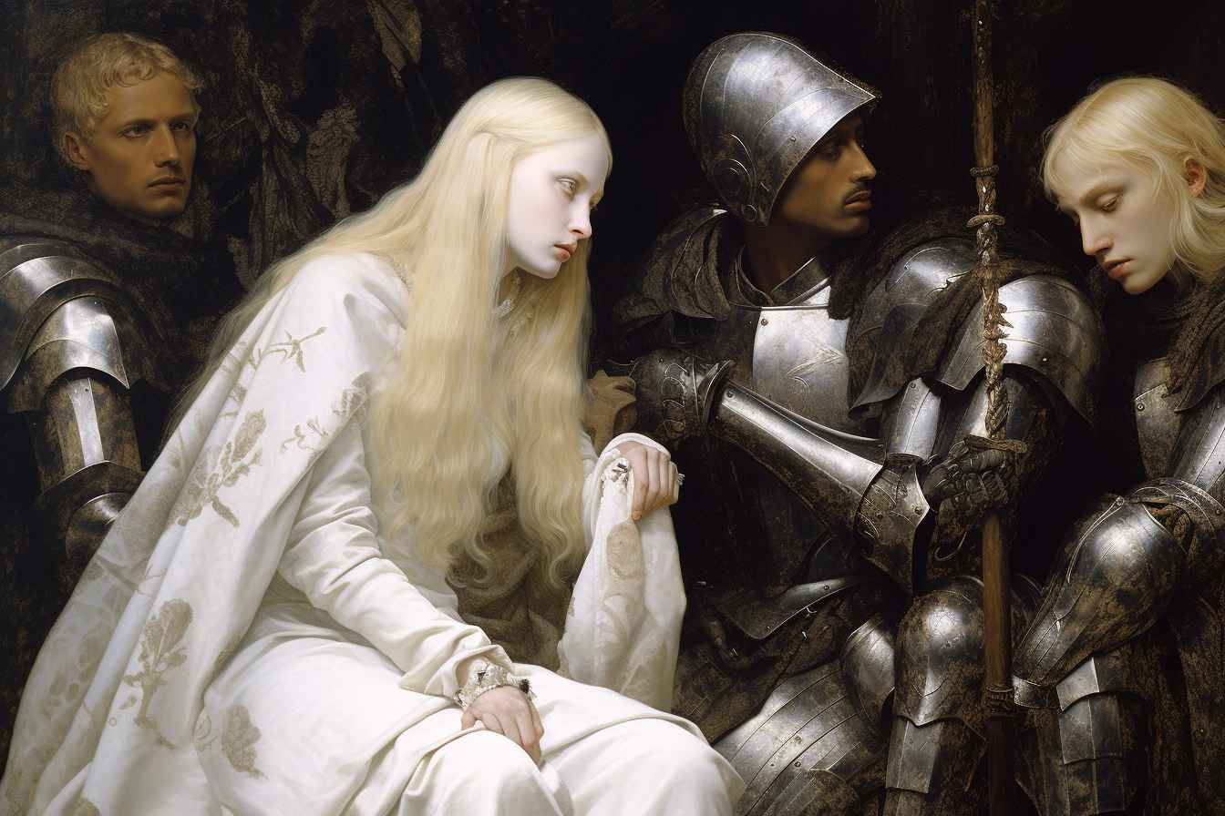 Pale Knights and Nordic Maiden – Prompt Library