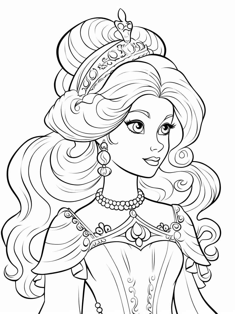 Princess Colouring Page for Kids – Prompt Library