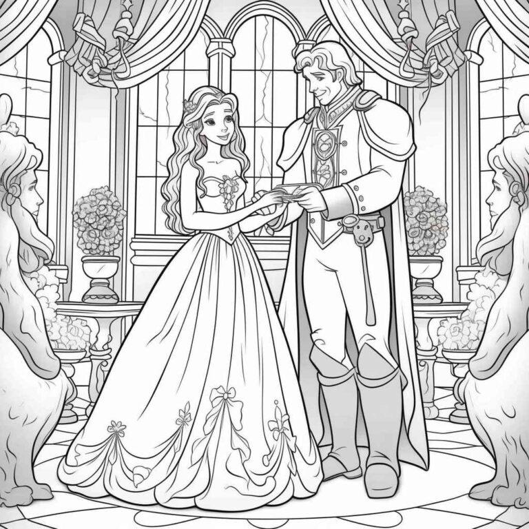 Princess Wedding Coloring Page – Prompt Library