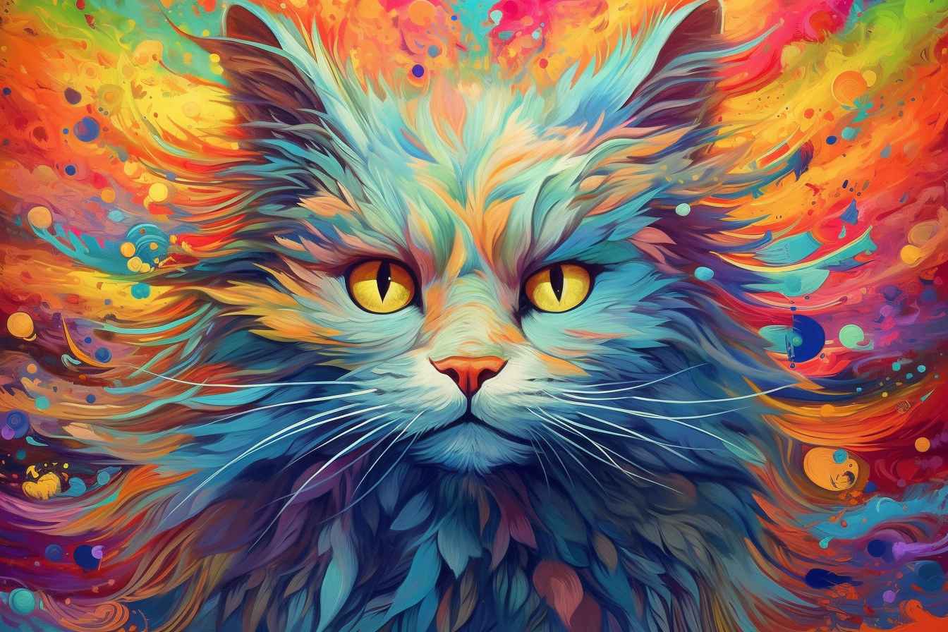 Psychedelic Cat Painting – Prompt Library