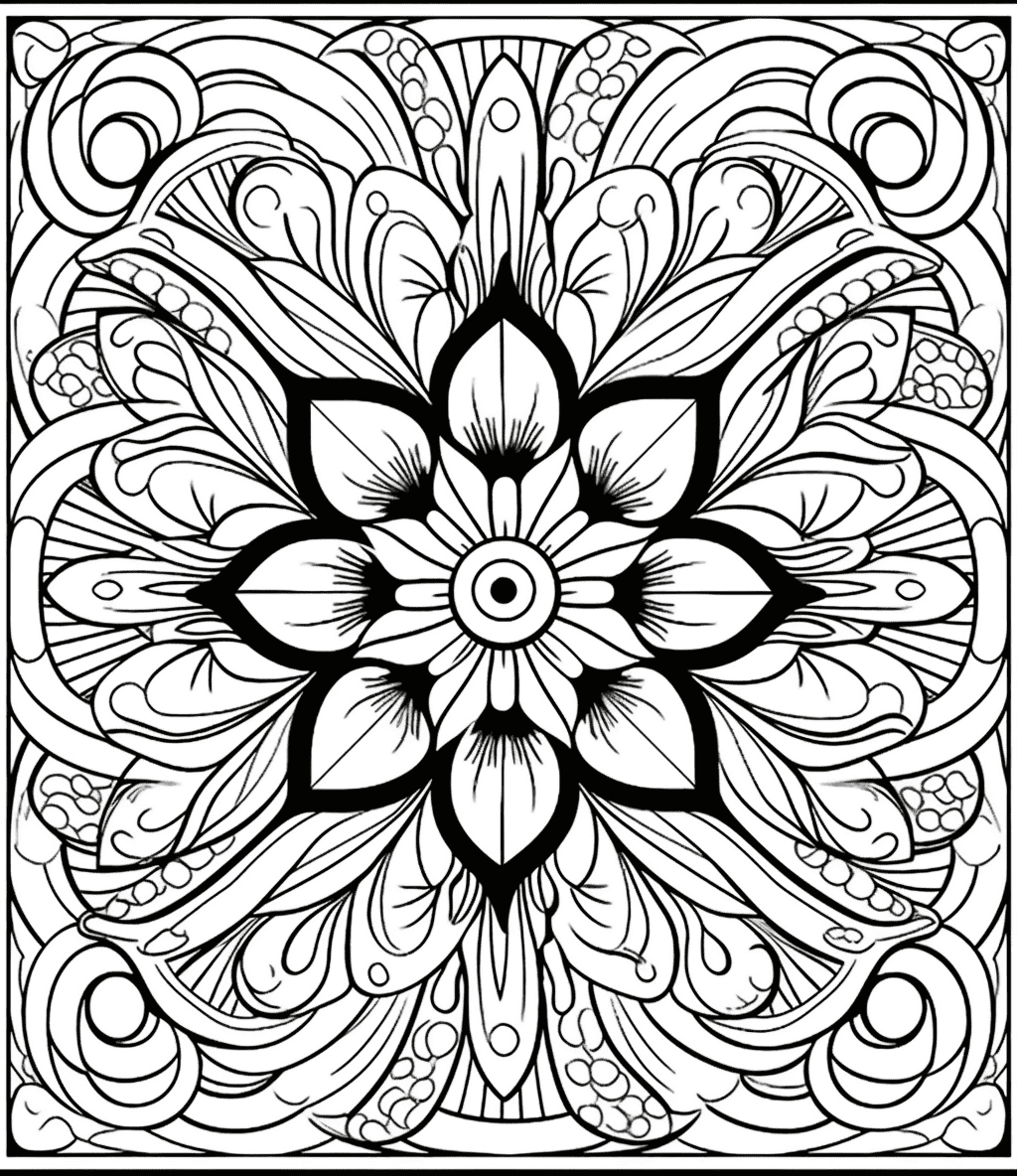 Radial Mandala Coloring Page Prompt Library