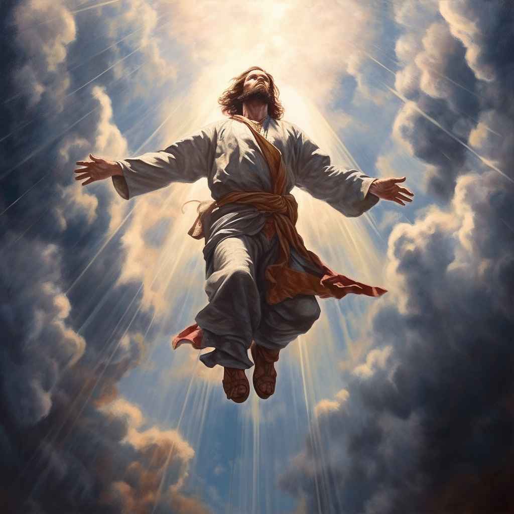 Midjourney Prompt Realistic Jesus Ascending To Heaven Prompt Library