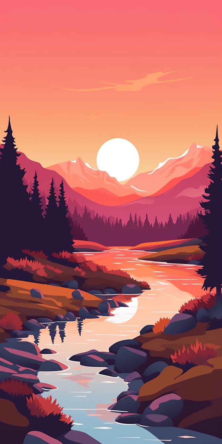 Sunny Landscape Vector Illustration – Prompt Library