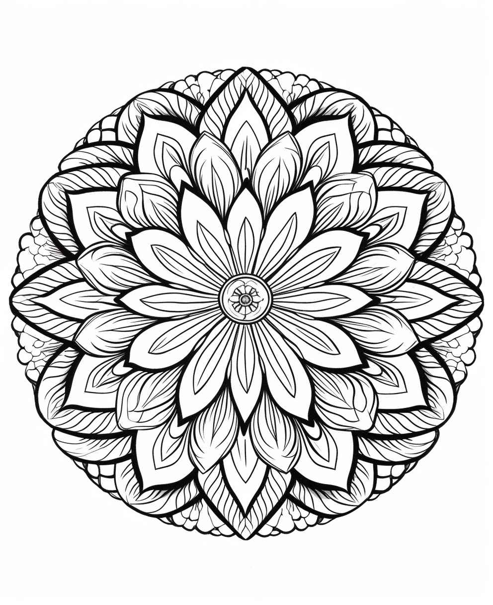 Symmetrical Mandala Coloring Page Prompt Library