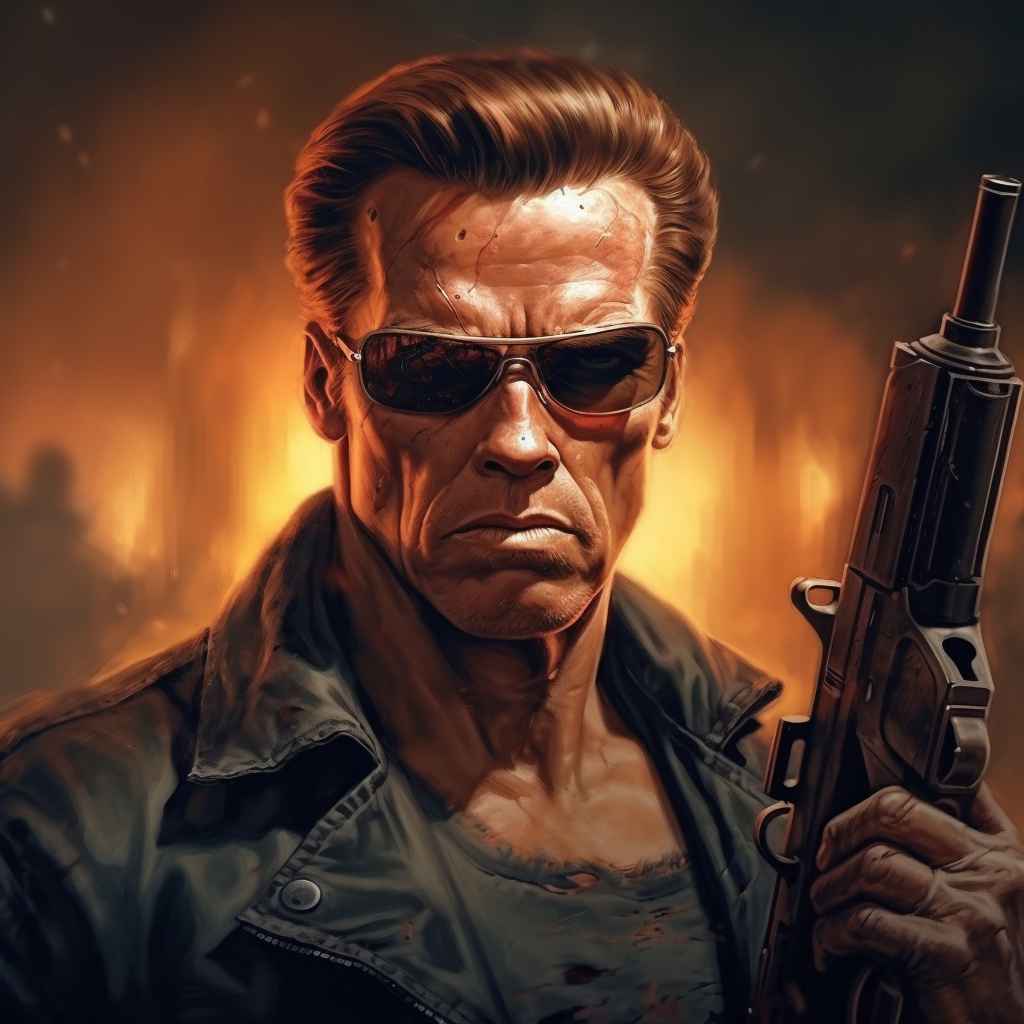 Midjourney Prompt: Terminator Gun Cinematic Face - Prompt Library