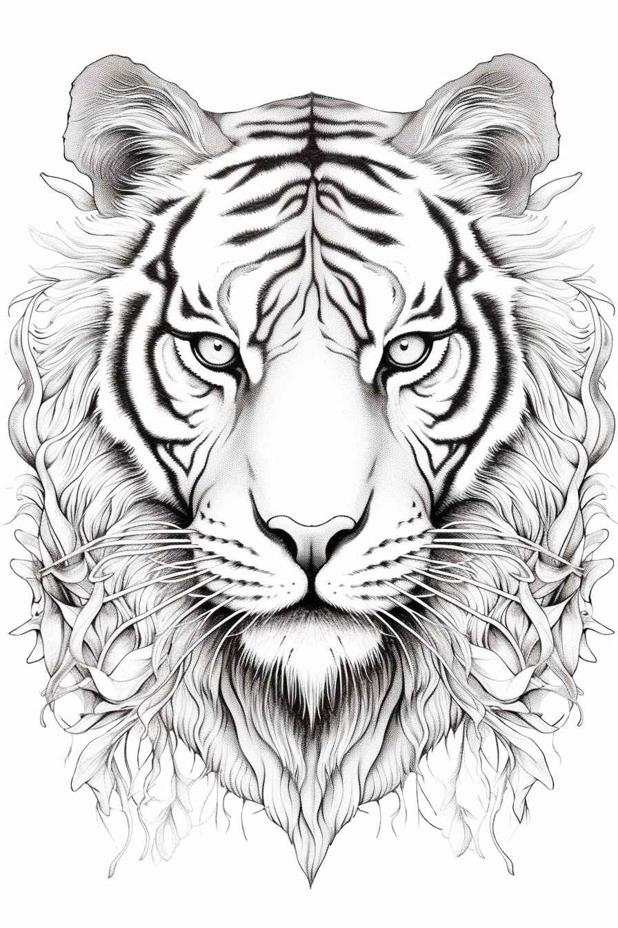 Tiger Coloring Page for Adults – Prompt Library