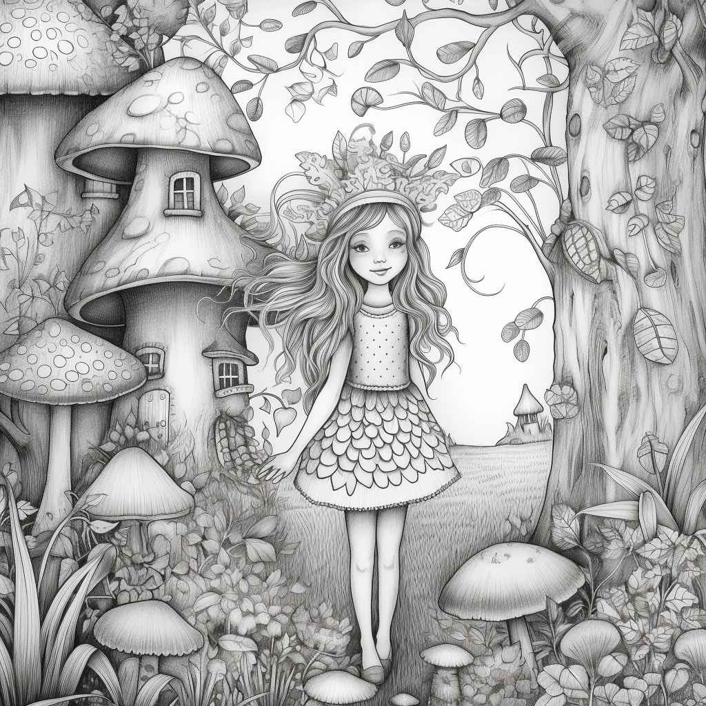 Midjourney Prompt: Whimsical Fairy Colouring Sheet - Prompt Library
