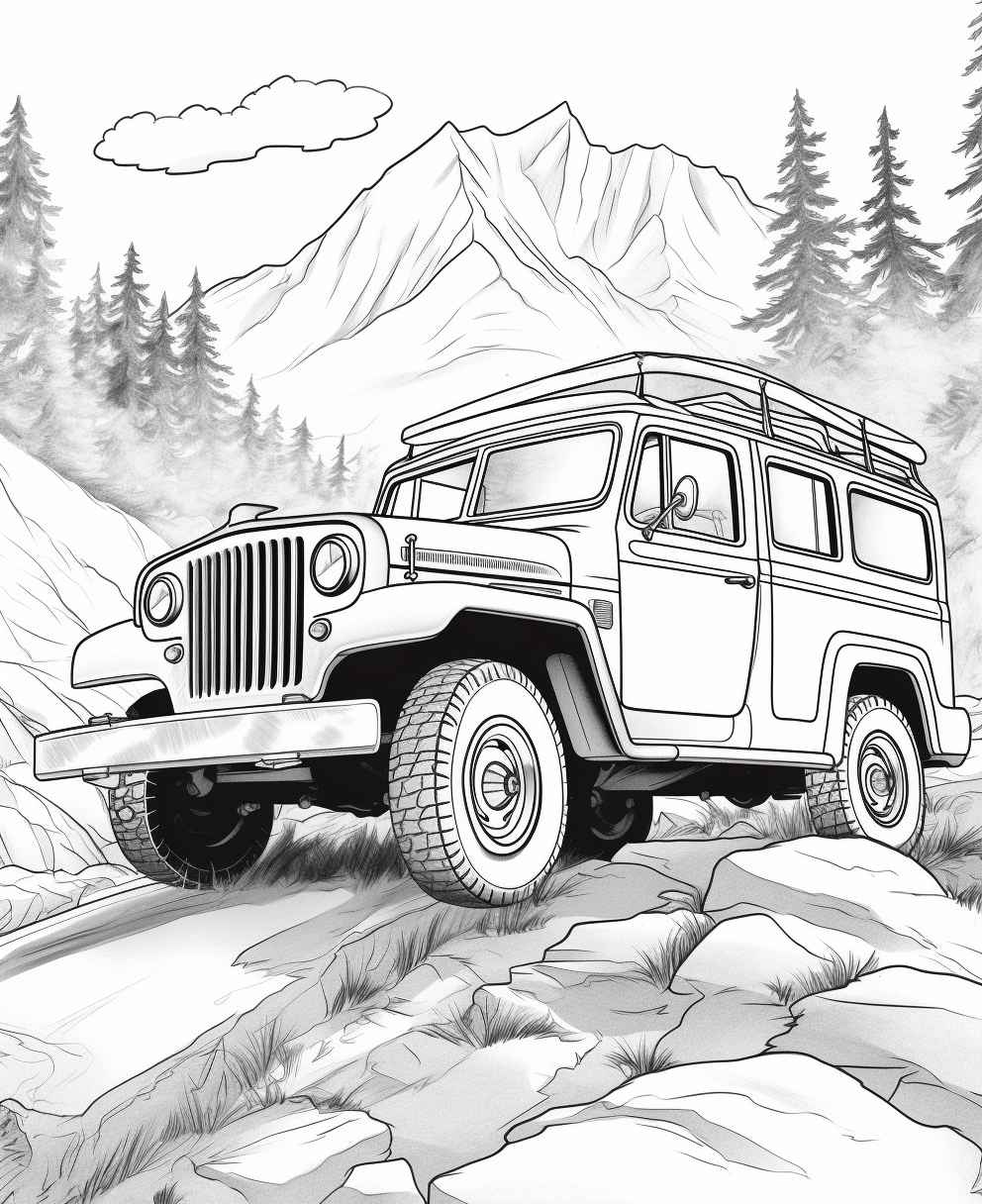 Wilderness Vehicle Coloring Page – Prompt Library
