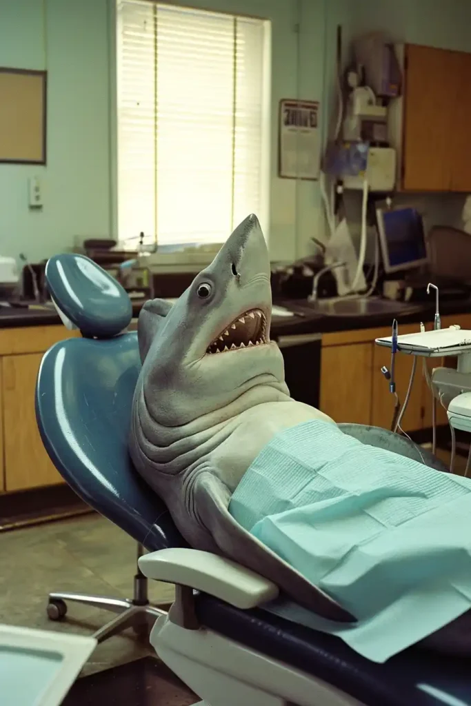 Relaxed Shark in Dentists Chair – Prompt Library